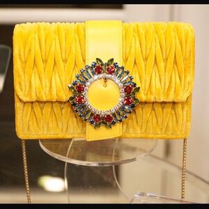 Miu Miu Yellow lady Velvet crossbody bag